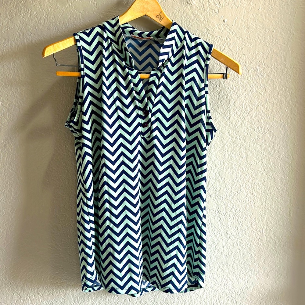 🔴CLEARANCE! Mint green and Navy chevron tank